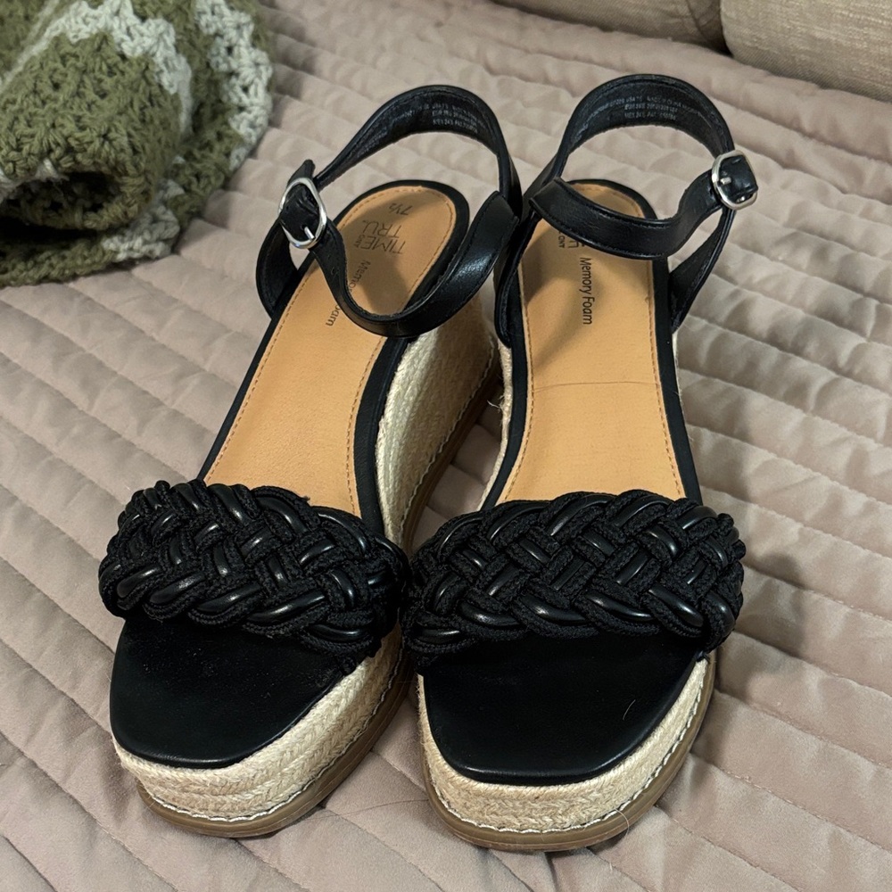 Time and Tru Braided Espadrille Wedge Sandals - Women